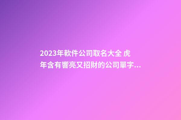 2023年軟件公司取名大全 虎年含有響亮又招財的公司單字的字-名學網-第1張-公司起名-玄機派